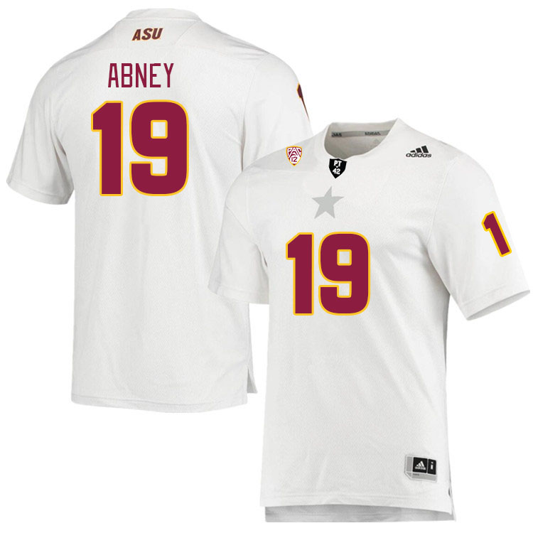 Men #19 Keith Abney Arizona State Sun Devils College Football Jerseys Stitched Sale-White - Click Image to Close